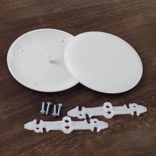 4 Pack Round Electrical Box Cover Hide Hole Ceiling Cover Ceiling Cover Plate for 3-1/2 to 4" Round Octagon Boxes, Covers Ugly Holes Screws, White (4)