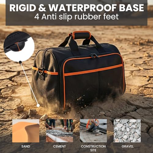 Electrician Tool Bag, 26-Pocket, 17-Inch, Potable Tool Box Organizer with Wide Mouth Opening & Padded Shoulder Strap, Water Resistant Heavy Duty Bag for Mechanics, Contractors, Plumber & Craftsmen