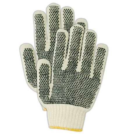 MAGID N93CPR MultiMaster N93PR/ Nitrile Dot Reversible String Knit Glove, Men's (Fits ), Natural , Ladies (Fits Medium) (Pack of 12) - size: 8/M