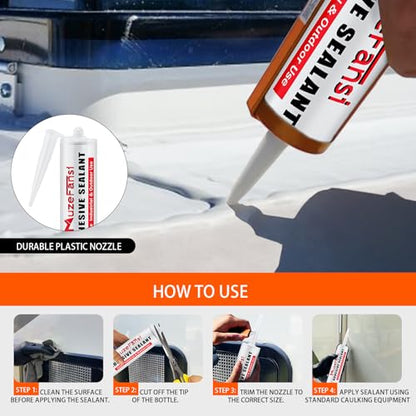 RV Roof Lap Sealant Self Leveling,8 Pack RV Roof Silicone Sealant White, Waterproof Flexible EPDM RV Sealant and Caulking Exterior Repair Kit for Campers,Trailers, Motorhomes - style: Self Leveling 8 Packs