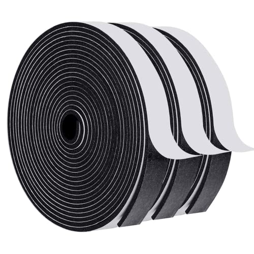 MAGZO Weather Stripping Door Seal, 3/4 Inch Wide X 1/8 Inch Thick Adhesive Foam Tape Soundproof Weatherstripping for Windows, 3 Rolls Total 50FT Black - size: 3/4in * 1/8in * 50FT