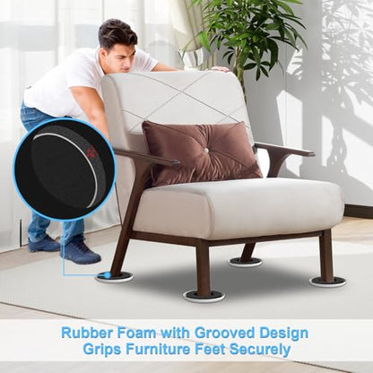 Upgrade Furniture Sliders, Furniture Sliders for Carpets, 16 PCS 4.3" Moving Pads with Anti-Slip Groove, Round Furniture Moving Sliders for Easy Move Bed Tables Cabinet Heavy Duty, Protect Carpets - size: 4.3in Round 16Pack