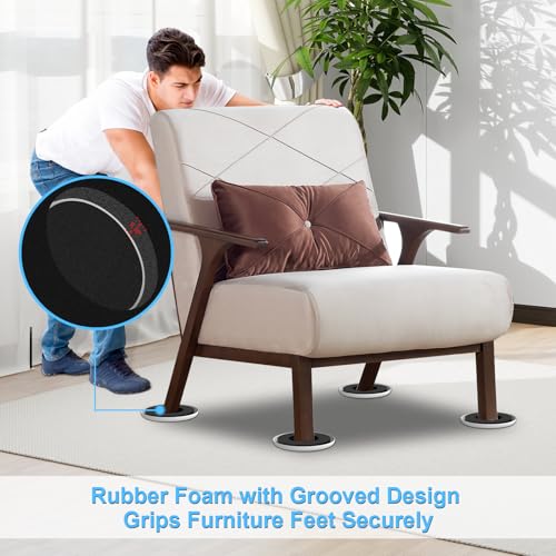Upgrade Furniture Sliders, Furniture Sliders for Carpets, 16 PCS 4.3" Moving Pads with Anti-Slip Groove, Round Furniture Moving Sliders for Easy Move Bed Tables Cabinet Heavy Duty, Protect Carpets - size: 4.3in Round 16Pack