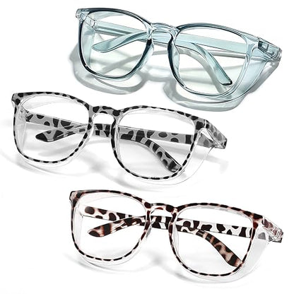 Stylish Safety Glasses Goggles for Women Girls Anti-fog Glasses Protective Eyewear Clear Glasses - color: Blue+tortoise+new-tortoise