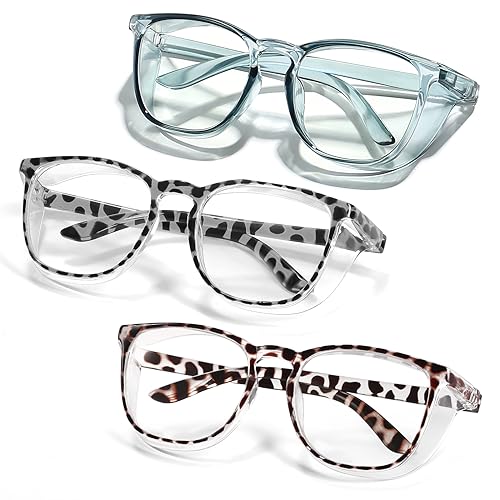 Stylish Safety Glasses Goggles for Women Girls Anti-fog Glasses Protective Eyewear Clear Glasses - color: Blue+tortoise+new-tortoise