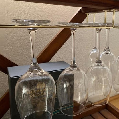 14-Inch Gold Wine Glass Rack, Under Cabinet Wine Glass Holder Stainless Steel Stemware Rack - Hanging Stemware Holder for Cabinet Kitchen Bar, Set of 2 - color: Gold, size: 14 Inch 2 Pack