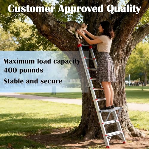 DYRABREST Ladder Work Platform Accessory Foldable Heavy Duty 330lbs Capacity Hanging Step for Multi-Purpose Articulated Ladders Silver