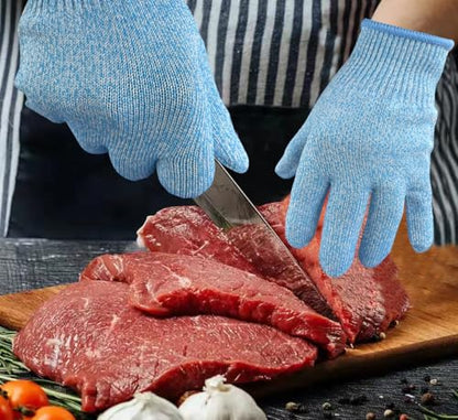 Cutting Gloves, 2 Pairs of Cut Resistant Gloves Food Grade, Cut Resistant Gloves for Kitchen, Oyster Shucking, Fish Fillet Processing, Carving Wood and Gardening(Small-Blue) - color: Blue, size: Small (Pack of 4)
