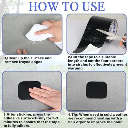 RV Awning Repair Tape - 3" x 33FT Heavy Duty Waterproof, UV Proof Tear Repair Patch Kit for Tent, Canvas, Boat Covers, Sail