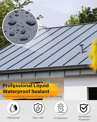 Liquid Water Proof Sealant Coating, 2 Gallon, Roof Leak Repair Coating Black, Water-Based Rubber Waterproof Sealant, Polyurethane Waterproof Coating for Roofs, Foundations, Basements - color: Black, size: 2 Gallon