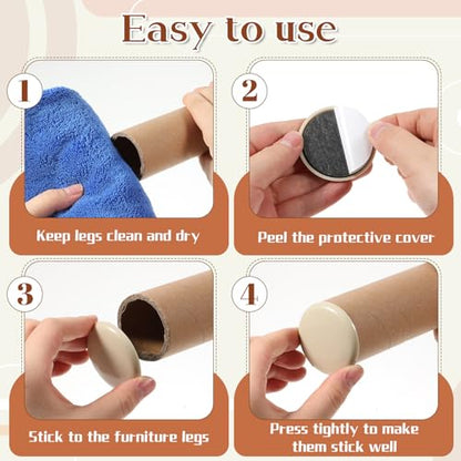 12 Pcs Furniture Sliders, Round Sliders for Furniture on Carpet, 2 Inch PE Floor Protectors for Sofa, Table & Chair Moving, Beige