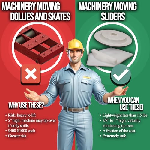 4-ct Machinery Moving Sliders, Wheeless, Compare to Heavy Equipment Machine Moving Dolly, Skates, Rollers (Multi-Directional)