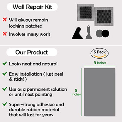 Rubber Bond Self-Adhesive Rubber Wall Outlet Cover Plate 5 Pack - Easy to Apply Peel & Stick Drywall Hole Patch - 5x3 Inch Screwless Blank Wall Plate Cover - Premium Rubber Wall Hole Cover (Grey) - color: Grey, size: 5x3 Inch Rectangular