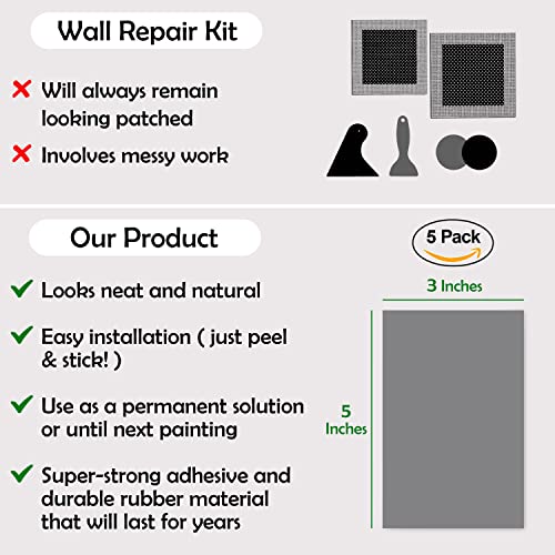Rubber Bond Self-Adhesive Rubber Wall Outlet Cover Plate - 5 Pack, 5x3 Inch, Screwless Design, Easy Peel & Stick Drywall Hole Patch (Grey) - color: Grey