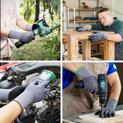 Tarantula Safety Work Gloves MicroFoam Nitrile Coated 12 Pairs,Endurance Seamless Knit Nylon,Dots on Palm,Dot Grip Gloves,X-Lagre - color: Grey, size: X-Large (Pack of 12)