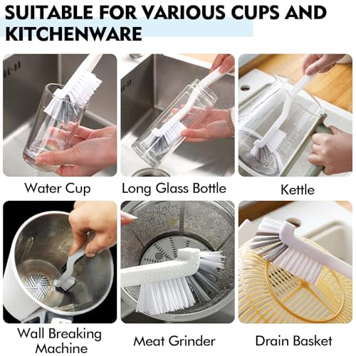 Dish Scrub Brush 8PCS Small Scrub Brush Nylon Gap Cleaning Brush for Household Use on Bathroom, Kitchen, Tile Floors, Sink, Grooves, Window Tracks (8 Brushes + 8 Hooks)