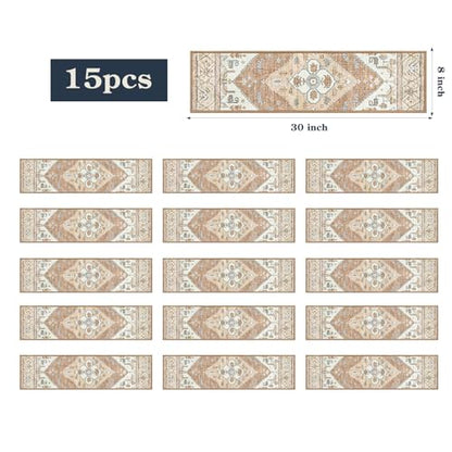 Lahome Stair Treads Non Slip 15 Pack 8" X 30" Stair Treads for Wooden Steps, Washable Self Adhesive Stair Runners Stain Resistant Stair Carpet, Edging Staircase for Kids Elders and Dogs Dorie, Taupe - color: Taupe
