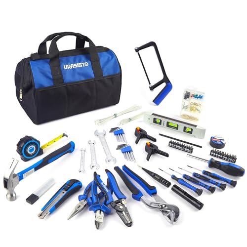 URASISTO 174-Piece Premium Tool Kit, Household Repairing Tool Set with 14 Inch Large Mouth Open Storage Tool Bag
