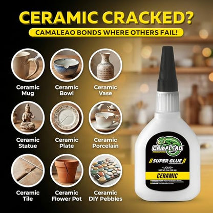 Ceramic Super CA Glue 1oz +1g Kit, Food-Safe Clear Repair Glue for Pottery Porcelain Mugs Clay Dishes, Heat-Resistant Waterproof Instant Cyanoacrylate Adhesive for General Home Repair, Dishwasher - size: 1 Oz., style: Ceramic Glue