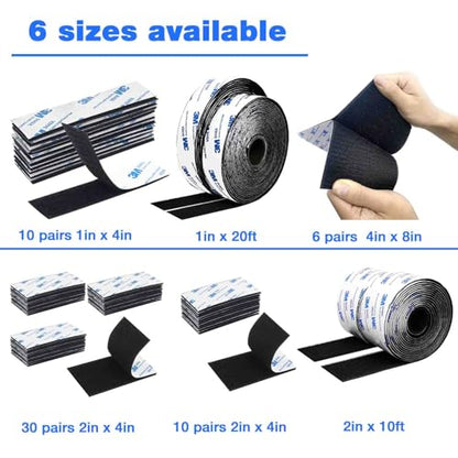 Hook and Loop Tape 2in x 4in 10 Pairs, Slef Adhesive Interlocking Strip, Mounting Tape Heavy Duty Adhesion, Picture Hanging Strips Fastener, Double Sided Carpet & Rug Fixation - size: 10pairs 2in X 4in
