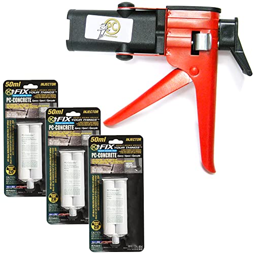 PC Products PC-Concrete Epoxy Adhesive Paste Kit, Two-Part with Dispensing Gun and 3-Pack of 50ml Cartridges, 73524, Gray - size: 1.69 oz (3-Pack) Kit with Dispensing Gun, style: PC-Concrete