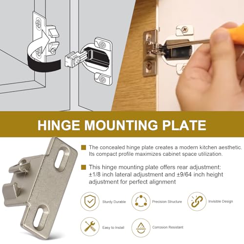 Hinge Mounting Plate Replacement for Blum 1 5/8" Overlay 110 Degree Compact 33 Edge, Edge Mount Plates for Blum Face Frame Overlay Hinge, Hinges for Cabinet Doors, Self Closeing Hinges(2 PCS)