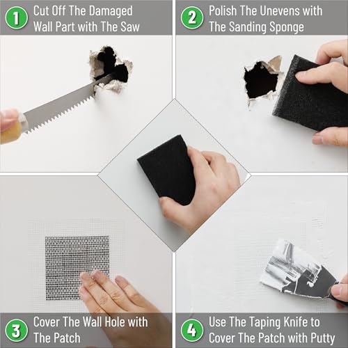 Bates- Drywall Repair Kit, 17 pcs, Dry Wall Patch Kits, Wall Repair Patch Kit, Wall Patch Repair Kit, Drywall Hole Patch, Drywall Patch Kit for Holes Drywall, Wall Hole Repair Kit, Drywall Patch Hole - size: 17 pcs