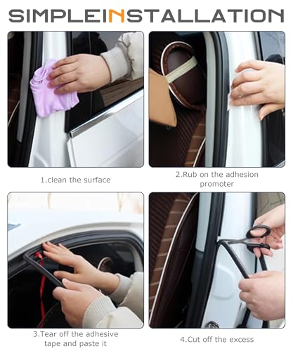SCUARI 13Ft Automotive Weather Stripping,Car Accessories Door Rubber Seal Strip,Car Front Windshield Strip,Super Flexible Z-Shaped Rubber Cars Door Seal Strip,Suitable for Cars, RVs,Vans