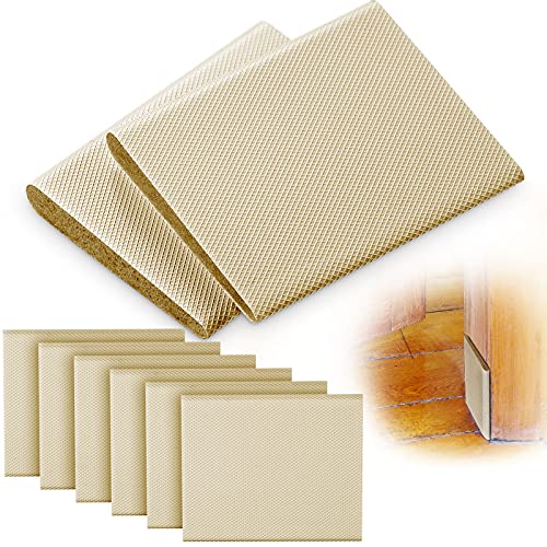 Jetec 6 Peices Self-Adhesive Door Corner Seals, Gap Filler Seal Strip Weather Stripping Draft Stopper Door Frame Seal Corner Foam for Weather Protection Isolation of Noise(Beige) - color: Beige
