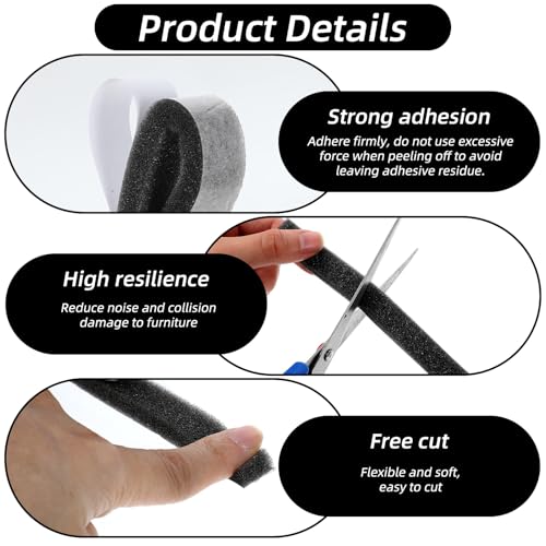 26.24ft Self Adhesive Foam Tape Weatherstrip, 4 roll 0.59inx0.39in x 6.56Ft/Roll, High Density Foam Insulation Strips Seal Weather Stripping Strong Adhesive Door Window Sound Isolation