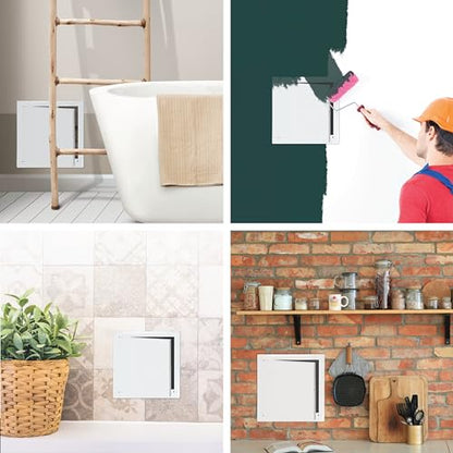12" x 12" White Metal Access Panel, Service Shaft Door, Plumbing, Electricity Heating Alarm Wall for Drywall, Bathroom Services Hole Cover, Wall Covering - size: 12x12 Inch