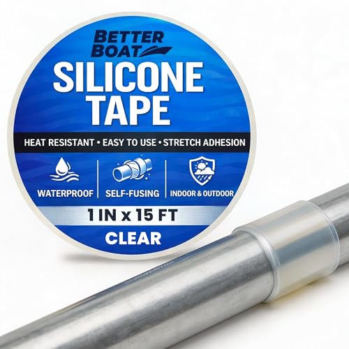 Better Boat Self Fusing Silicone Tape Waterproof Clear, Plumbing Tape for Leaks, Hose and Pipe Repair Tape, 1 in x 15 ft - color: Clear, size: 15 Ft x 1 in