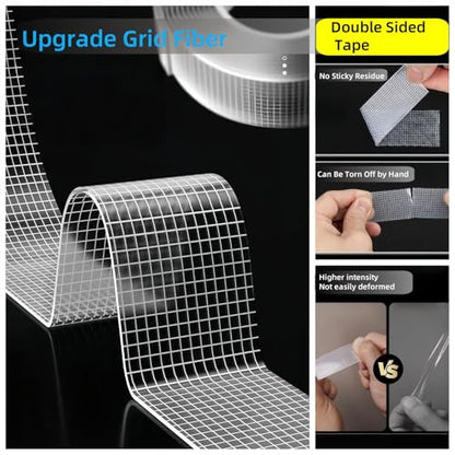 Double Sided Tape, Heavy Duty Nano Adhesive, 1.20 x 200 Inch, Removable Mounting Tape for Wall Home Office Holiday Decorations DIY Accesseries, for Rugs Pictures Photoes Frames (16.5 Ft x 1Pack) - size: 16.5 Ft x 1Pack