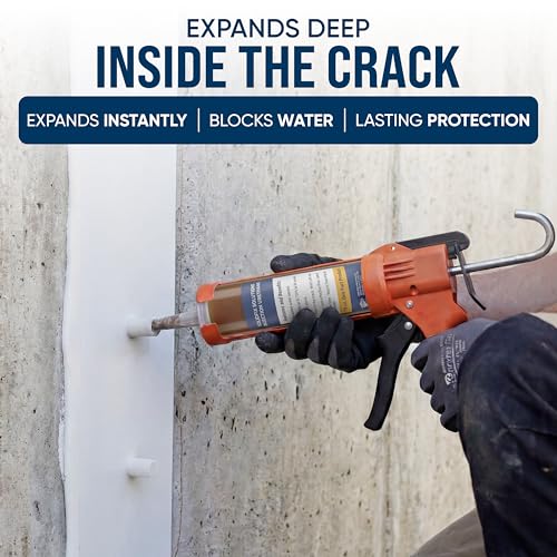 Concrete Crack Injection Kit – DIY Basement Wall Crack Repair – Polyurethane Leak Seal System – Stops Active Water Leaks in Foundation Walls – Easy No-Dig Injection Repair Kit - Ideal for DIY Projects