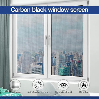 Window Screen Door Repair Kit Include Window Screens Mesh 48"x114" with All Tools in Window Screen Replacement(Screen Rollers, Splines, Hook), Yolovit - size: 48"x114"