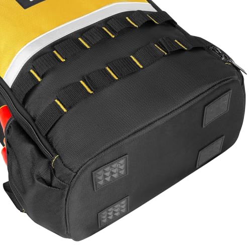 HAUTMEC Tool Backpack with Laptop Compartment, Heavy-Duty 1680D Water-Resistant Tool Bag with Reinforced Hard Base, Double Zipper, Widened Padded Straps for Technicians & Contractors – HTTBM25058 - color: Yellow & Black
