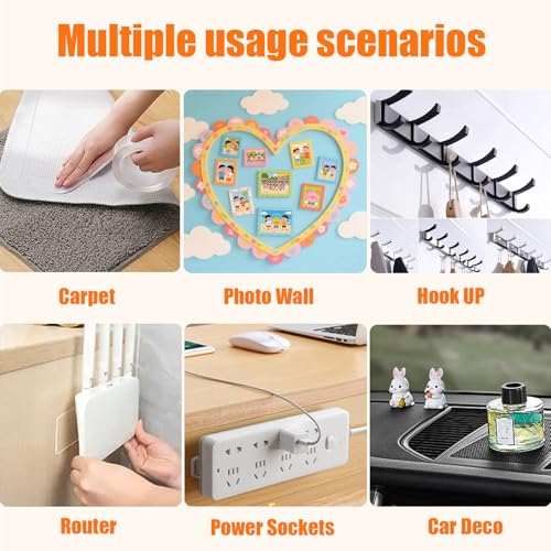 Double Sided Tape Heavy Duty (2 Rolls Total 33 ft), Strong Clear Sticky Tack Mounting Tape, Removable Nano Adhesive Tape for Wall, Home, Office, Picture Hanging, Poster, Rug Fixing Strips - size: 33-ft-roll tape
