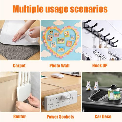 Double Sided Tape Heavy Duty (2 Rolls Total 33 ft), Strong Clear Sticky Tack Mounting Tape, Removable Nano Adhesive Tape for Wall, Home, Office, Picture Hanging, Poster, Rug Fixing Strips - size: 33-ft-roll tape