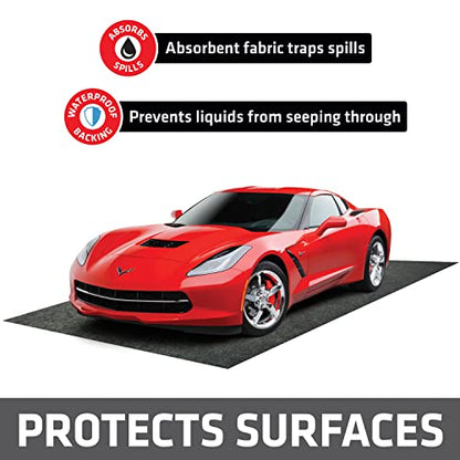 Drymate Garage Floor Mat, (20' x 7'4"), Protects Surfaces, Transforms Garage, Absorbent, Waterproof, Durable (USA Made) (Charcoal) (Includes Double Sided Tape) - size: 7'4" x 20' (Rectangular)