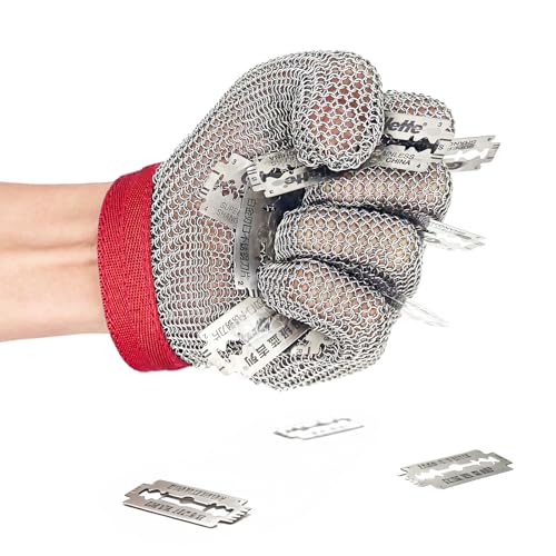 Chainmail Gloves for Cutting Meat&Food,Highest Level Cut Resistant Glove Food Grade,Upgrade Stainless Steel Metal Mesh,Cut Proof Glove for Chefs,Butcher Safety Work(L) - size: Large