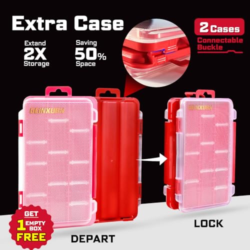 Geinxurn Plastic Tools Box Set, 7Pieces Red Transparent Portable Storage Case for Various Tools and Small Parts Accessories Storage Organizer - style: Rdbox-Mixed