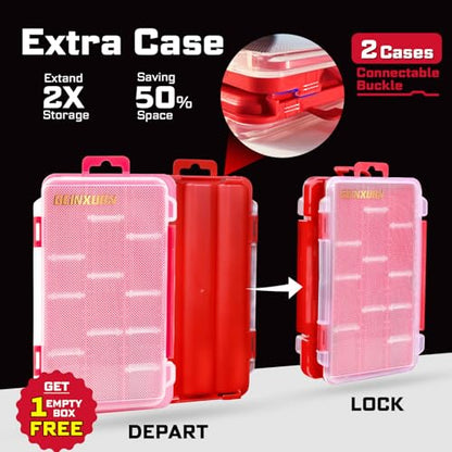 Geinxurn Plastic Tools Box Set, 7Pieces Red Transparent Portable Storage Case for Various Tools and Small Parts Accessories Storage Organizer - style: Rdbox-Mixed