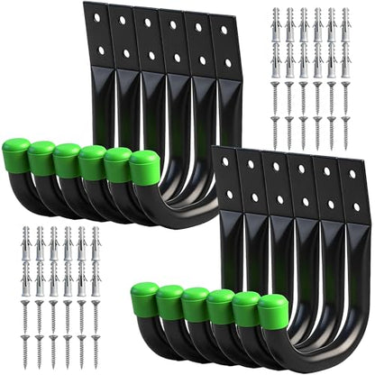 SWANLAKE Heavy Duty Garage Storage Utility Hooks, Utility Hooks for Garage Wall,Color Black (12PCS) - style: 12-Piece Green