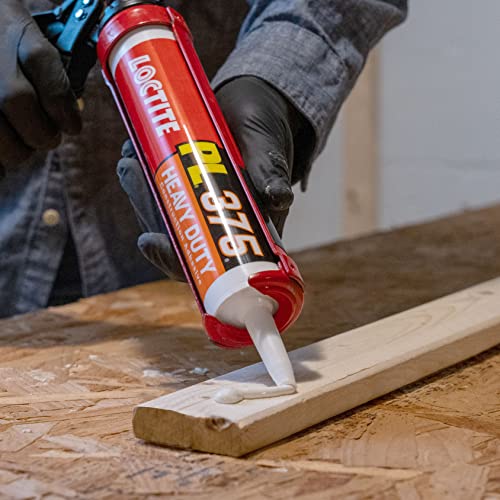 Loctite PL375 VOC Heavy Duty Construction Adhesive, Versatile Construction Glue for Wood, Fiberboard, Drywall & More - 10 fl oz Cartridge, Pack of 1