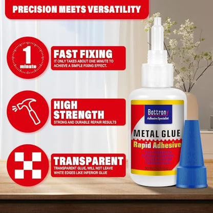 2 Pack Metal Glue for Small Piece Metals Repair, Wood to Metal Glue, Instant Dry, Waterproof, Heat-Resistant, Clear Cyanoacrylate Adhesives Ideal for Steel, Aluminium, DIY, Jewelry - size: 2 Pake, style: Metal Glue