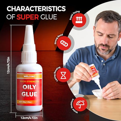 3 PCS Welding High-Strength Oily Glue, Welding Super Glue Gel Instant Adhesive Powerful Universal Glue for Metal, Plastic, Wood, Glass, Ceramics, Leather