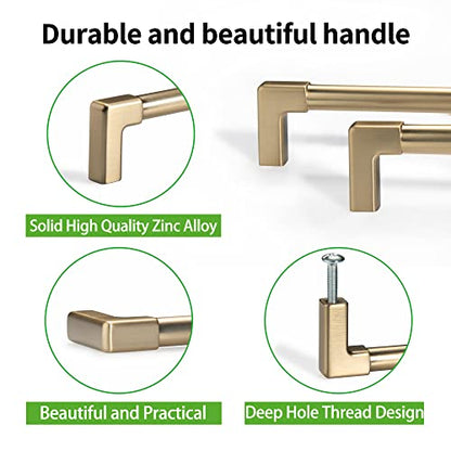 TUNNY 10 Pack Classic Solid Cabinet Handles-6.3"/160mm Screw Spacing Champagne Bronze Furniture Hardware Handles for Bathroom Dresser Kitchen Cabinets Bedroom Cabinet Pulls - color: Champagne Bronze, size: 6.3"(160mm) Hole Center - 10Pcs