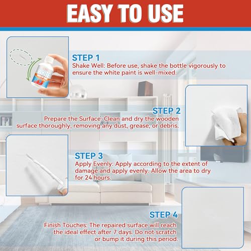White Touch Up Paint Pen, White Paint for Wall, Door, Cabinets, Furniture, Enamel, Appliance(Semi-Gloss, 50ML)