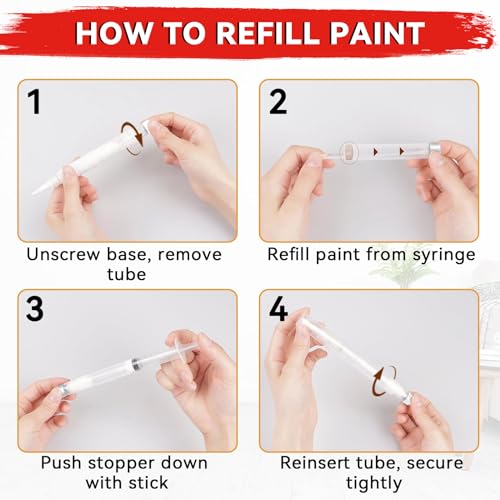 Fillable Touch Up Paint Pen Brush, 6 Pack User-Friendly Refillable Paint Pens, Multiple Applications Touch-Up Paint Brushes for Walls, Wood, Floor, Cabinets, Doors and Windows(12 Pcs Kit) - size: 12 Count (Pack of 1)