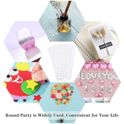 JANYUN 560 Pieces Double Sided Sticky Stickers Dots Removable Round Putty Clear Sticky Tack No Trace Sticky Putty Waterproof Small Stickers for Festival Decoration School (10mm, 560) - size: 10mm Round 560pcs